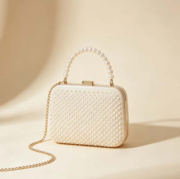 Ivory Woven Box Clutch