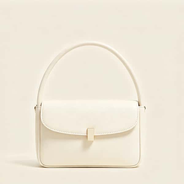 Structured White Top-Handle Satchel