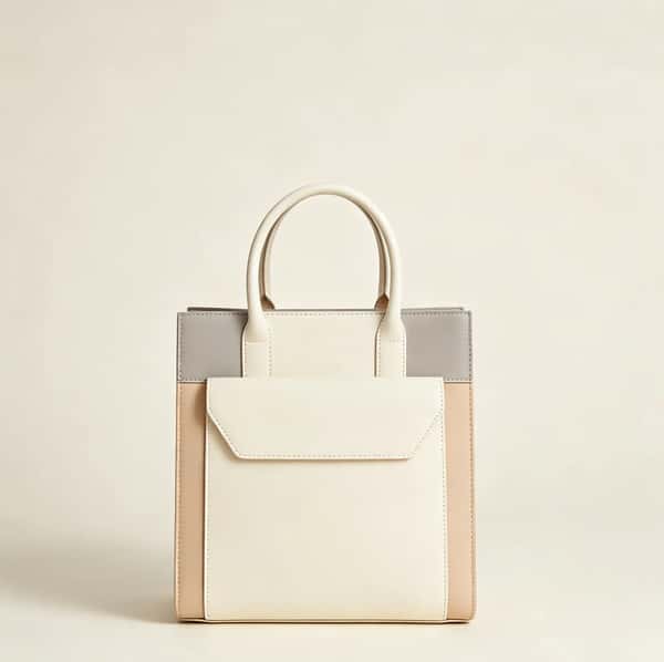 Two-Tone Minimalist Leather Tote